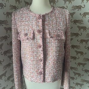 Self-Portrait Pink and White Tweed Blazer